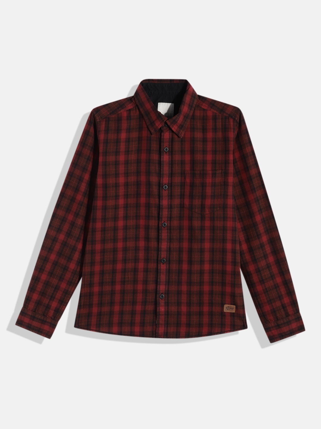 

UTH by Roadster Teen Boys Red & Black Pure Cotton Comfort Tartan Checked Casual Shirt