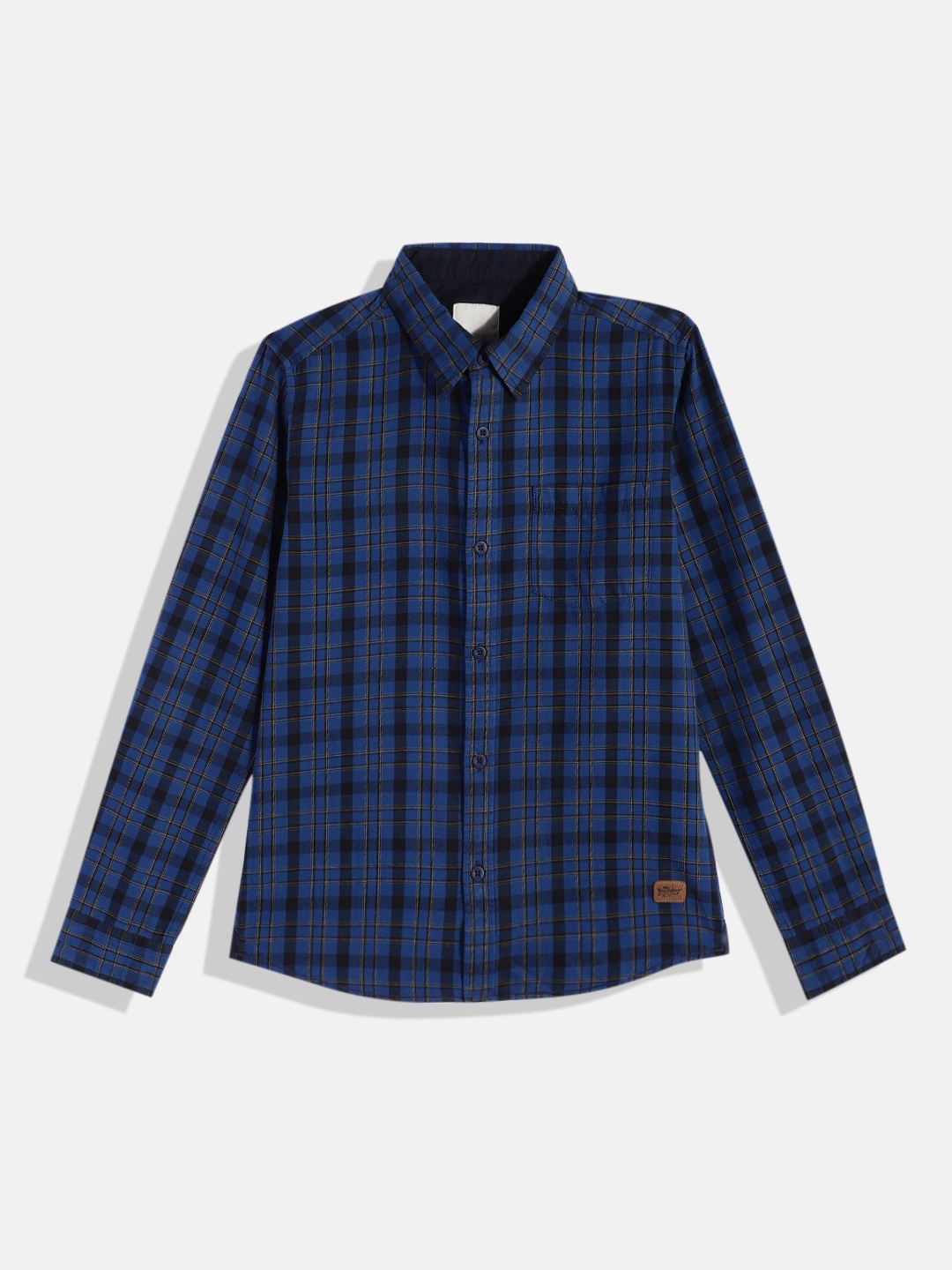 

UTH by Roadster Teen Boys Blue & Black Pure Cotton Comfort Tartan Checked Casual Shirt