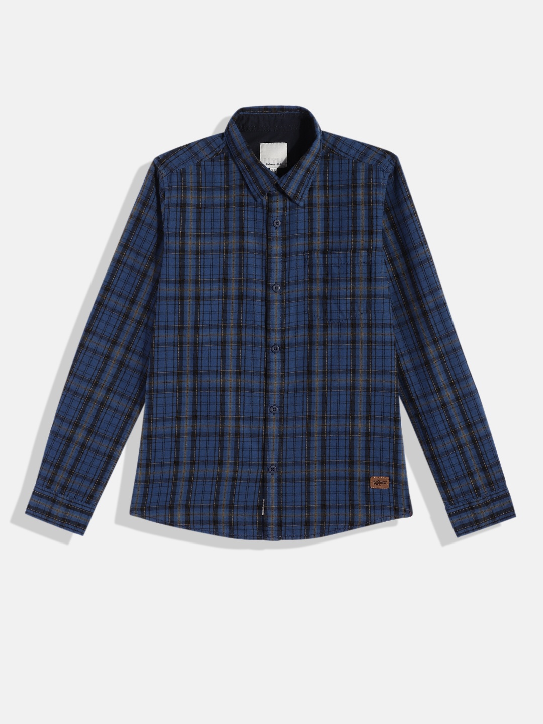 

UTH by Roadster Teen Boys Blue & Grey Pure Cotton Comfort Tartan Checked Casual Shirt