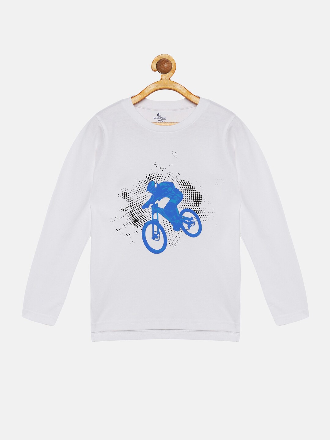 

KiddoPanti Boys White Biker Printed T-shirt