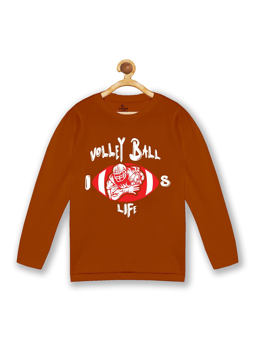 

KiddoPanti Boys Rust Typography Printed Cotton T-shirt