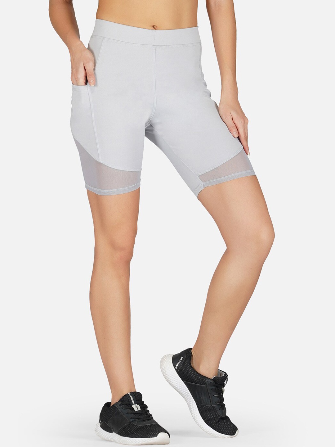 

IMPERATIVE Women Grey Solid Slim-Fit Biking Shorts