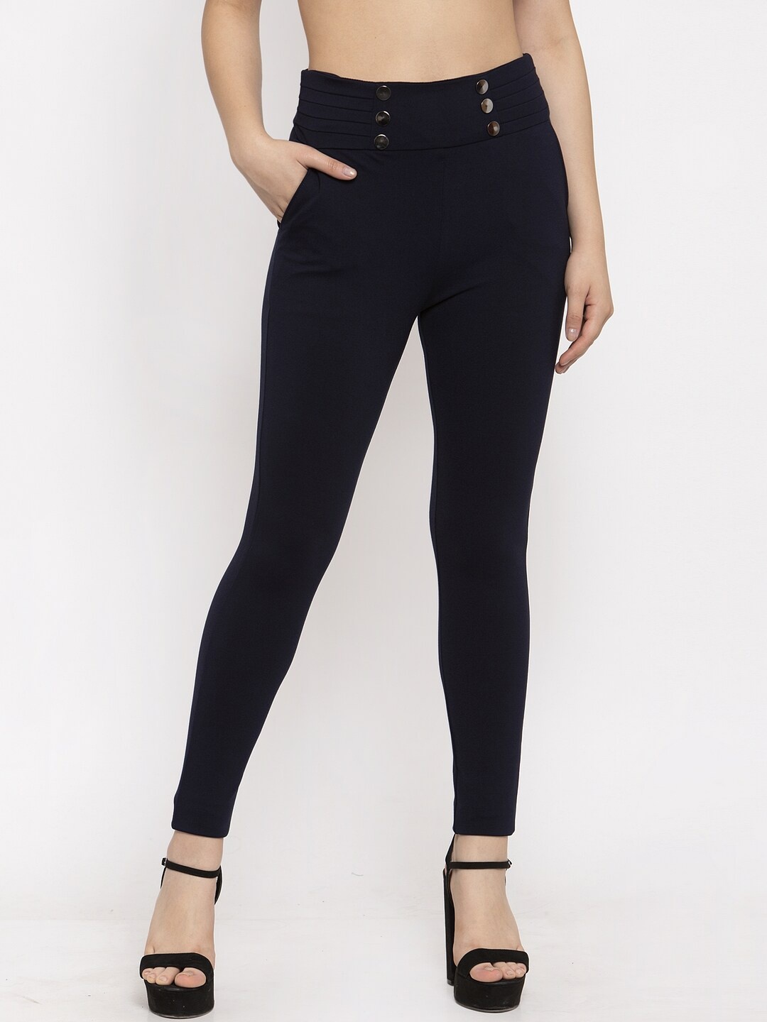 

Clora Creation Women Navy Blue Solid Jeggings