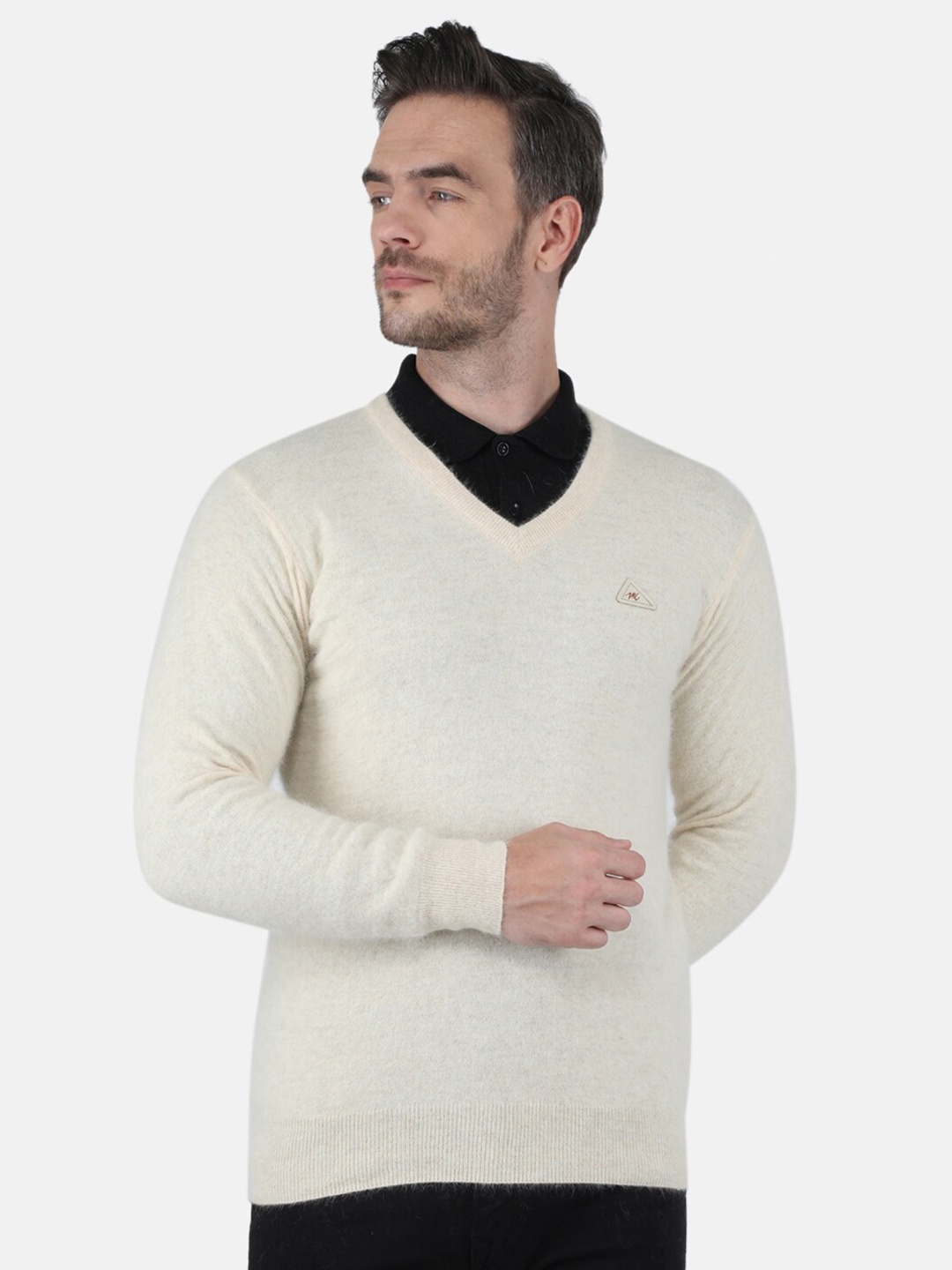

Monte Carlo Men Cream-Coloured Angoora Pullover Sweater