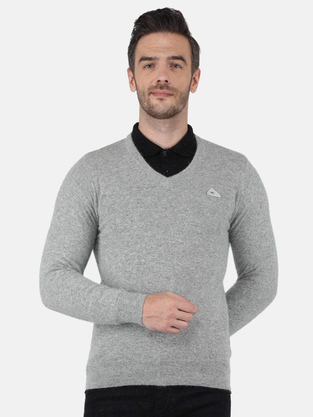 

Monte Carlo Men Grey Pure Wool Pullover Sweater