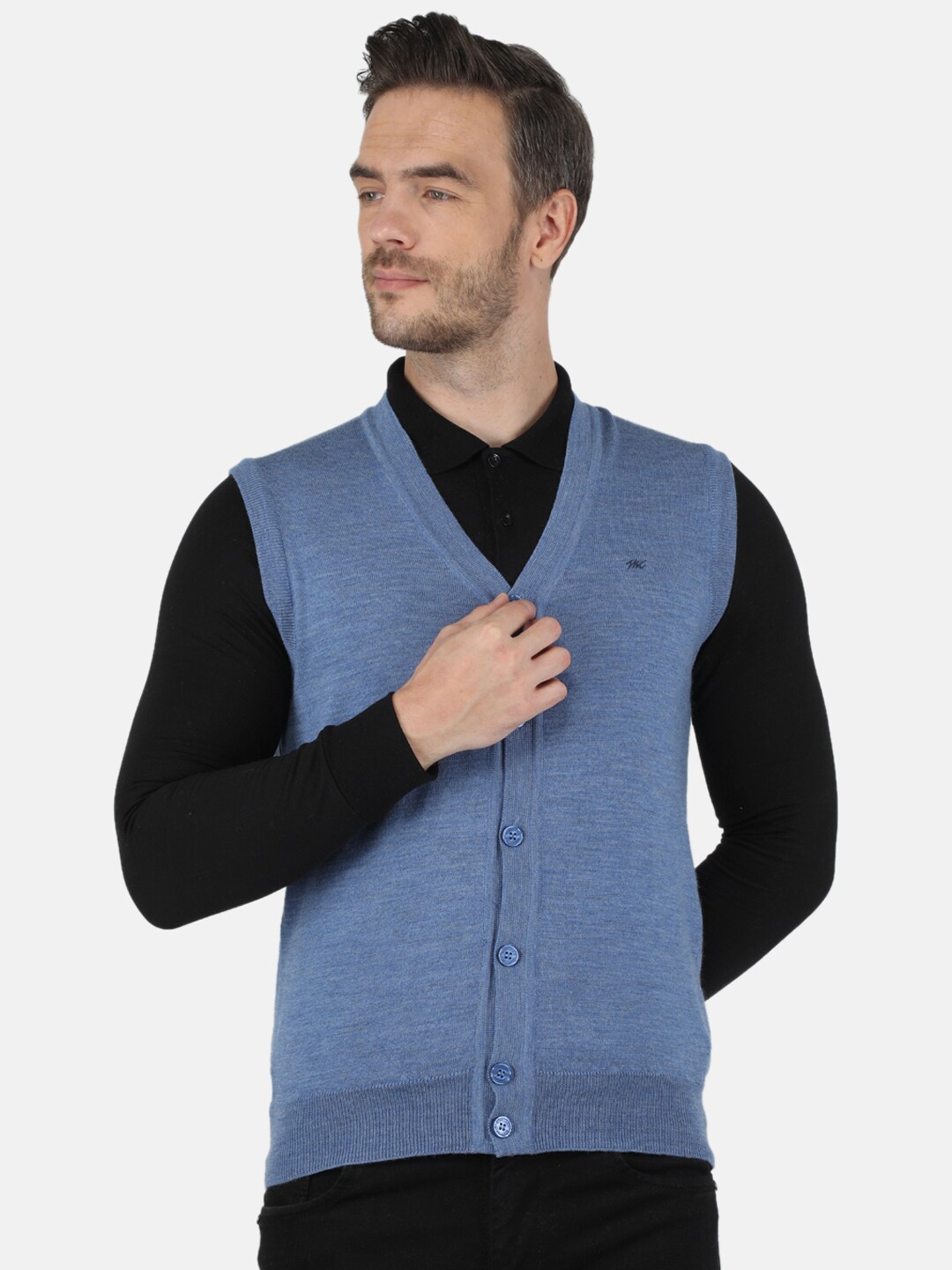 

Monte Carlo Men Blue Pure Wool Cardigan