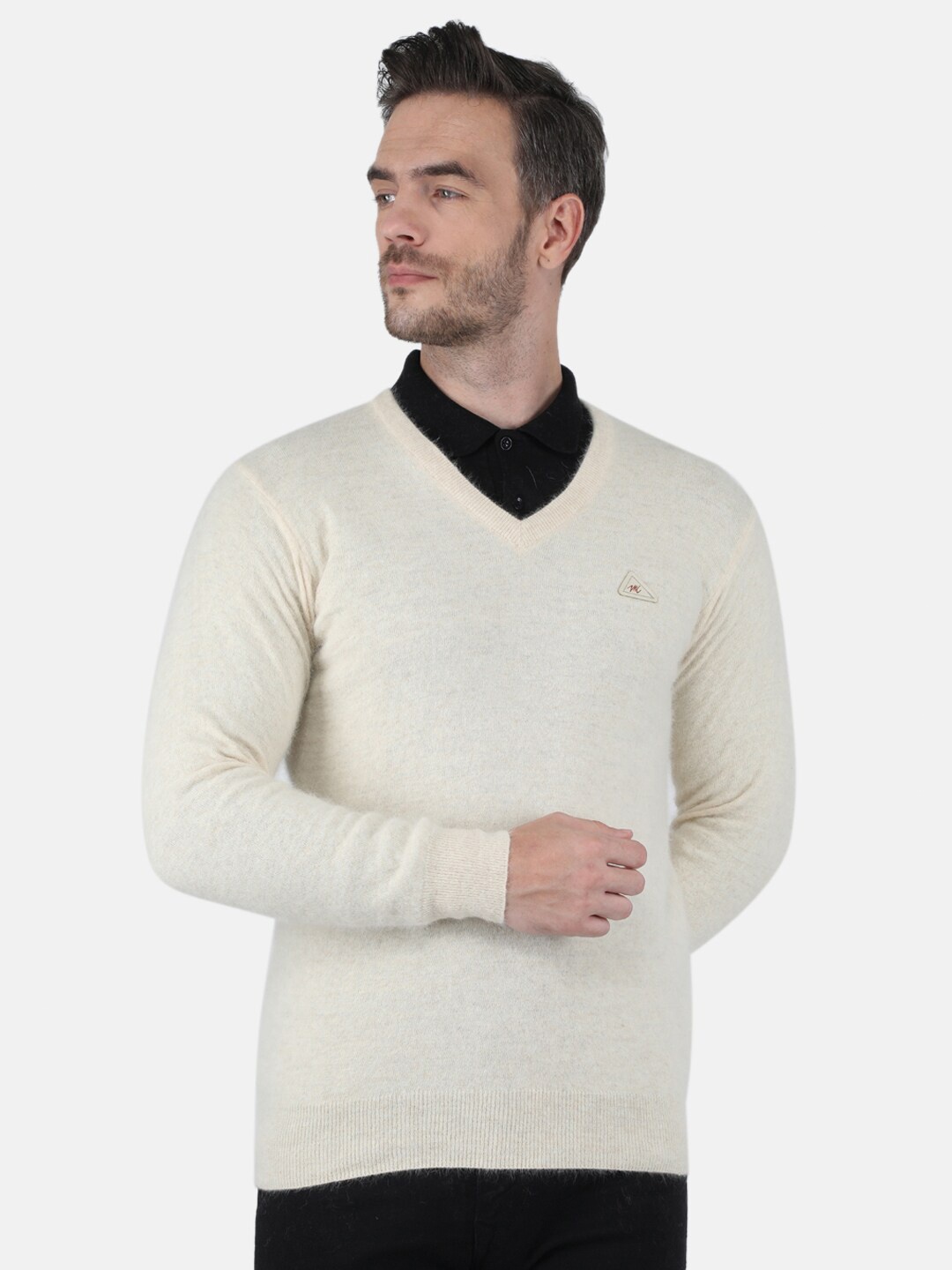 

Monte Carlo Men Cream-Coloured Angoora Pullover Sweater
