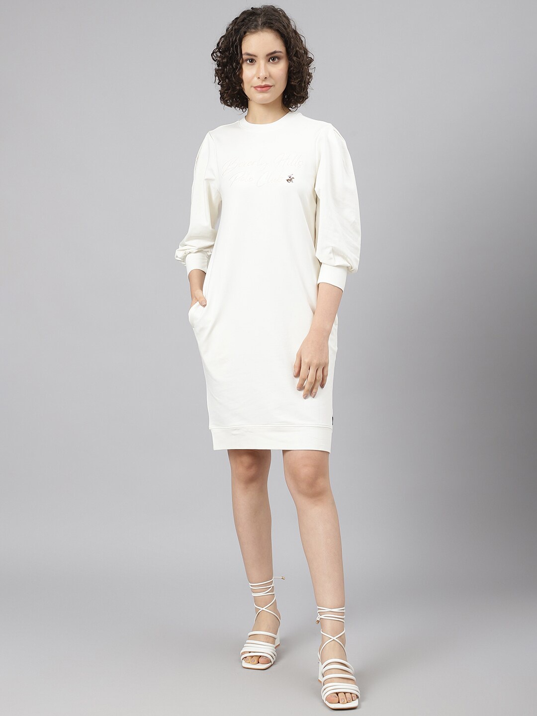 

Beverly Hills Polo Club Off White Solid T-shirt Dress