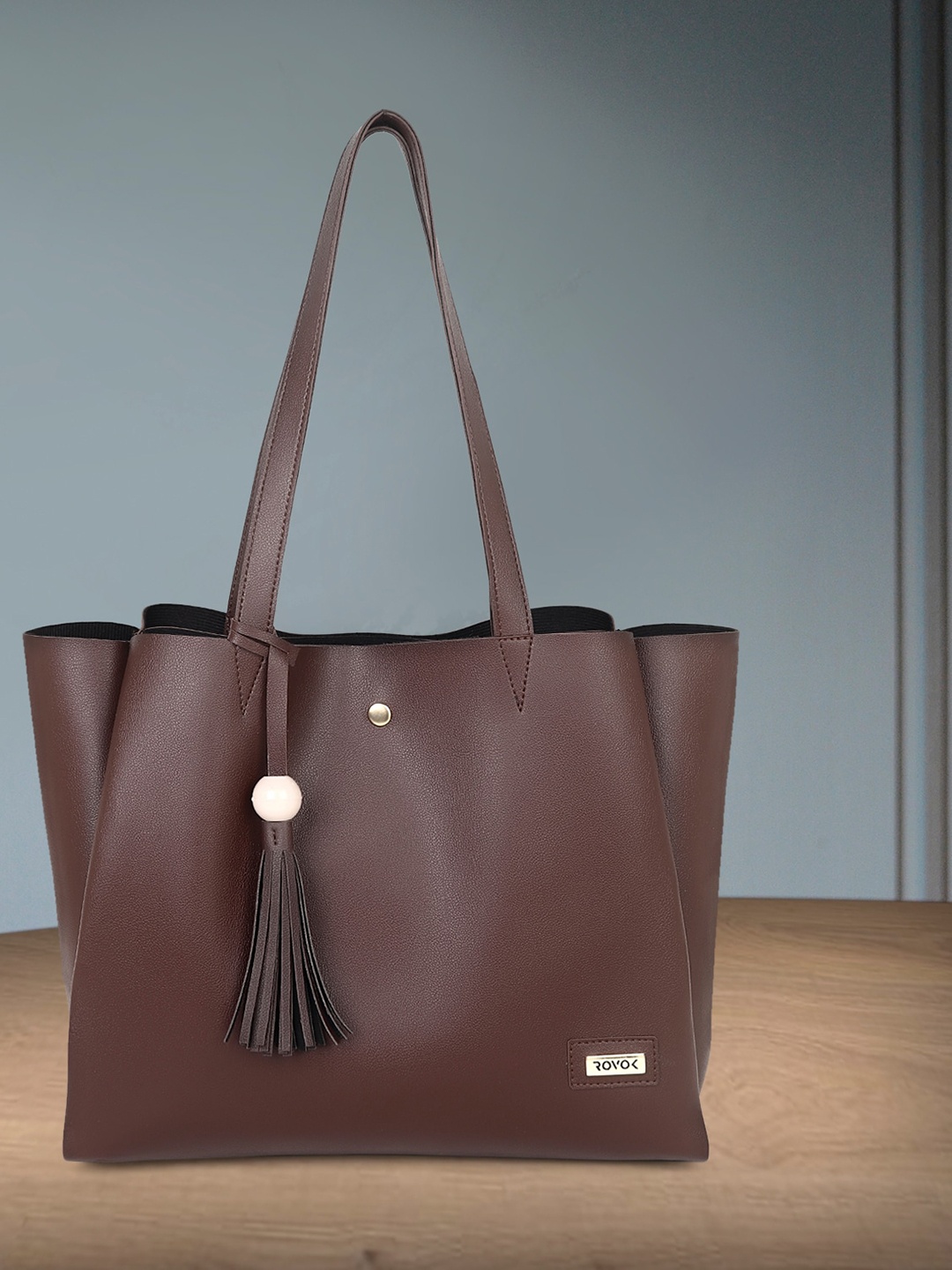 

ROVOK Brown Structured Tasselled Shoulder Bag