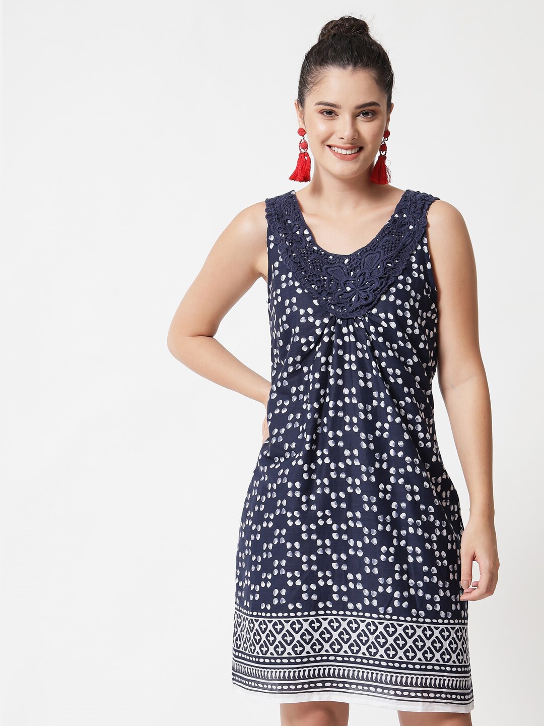 

MAXENCE Women Blue Printed Kurti