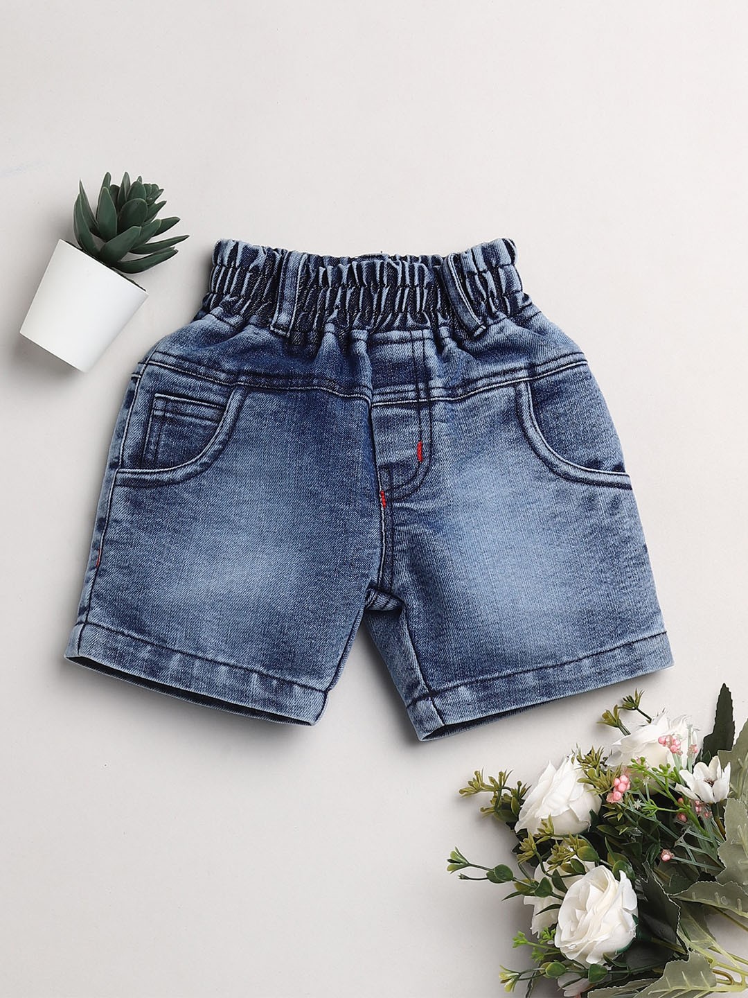 

JBN Creation Kids Navy Blue Regular Fit Solid Denim Shorts
