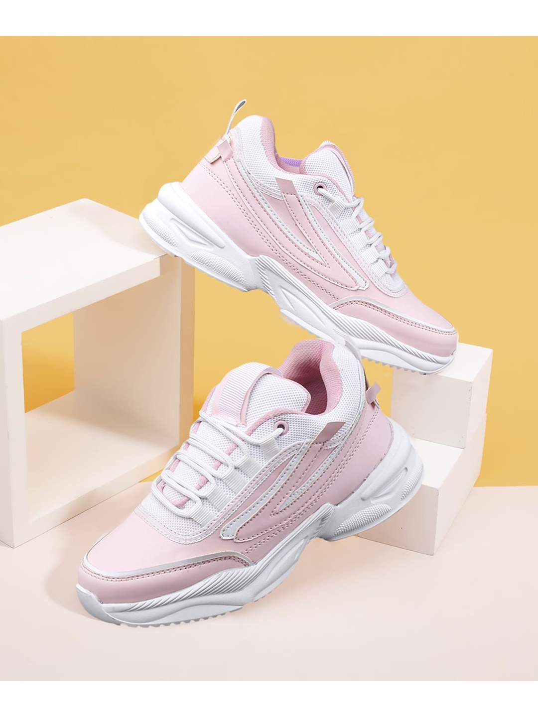 

AROOM Women Pink Colourblocked Sneakers