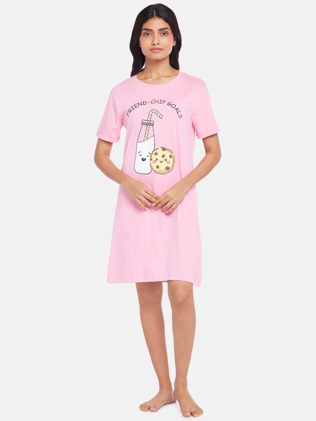 

Dreamz by Pantaloons Pink Printed Nightdress