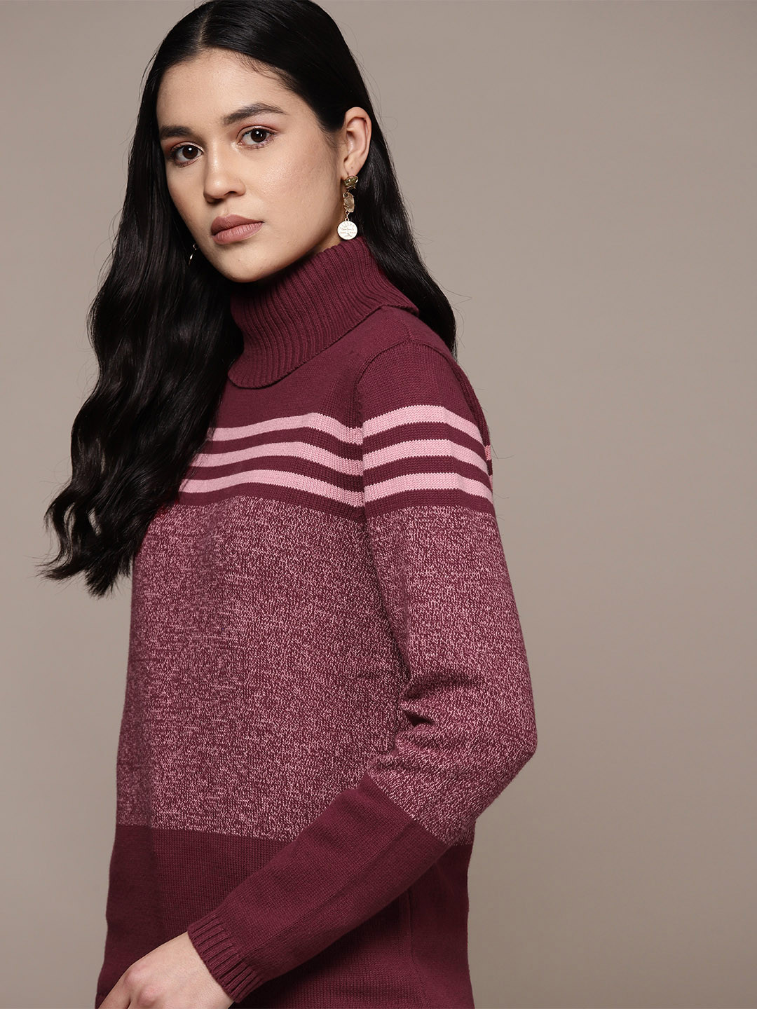 

Macy's Karen Scott Women Self-Striped Pure Cotton Pullover, Magenta