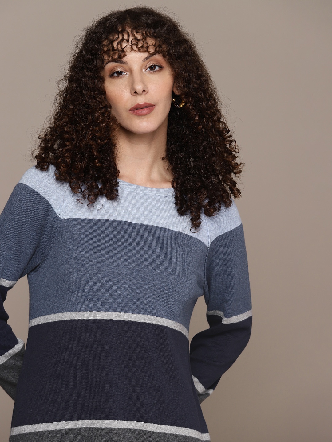 

Macy's Karen Scott Women Pure Cotton Striped Pullover, Blue