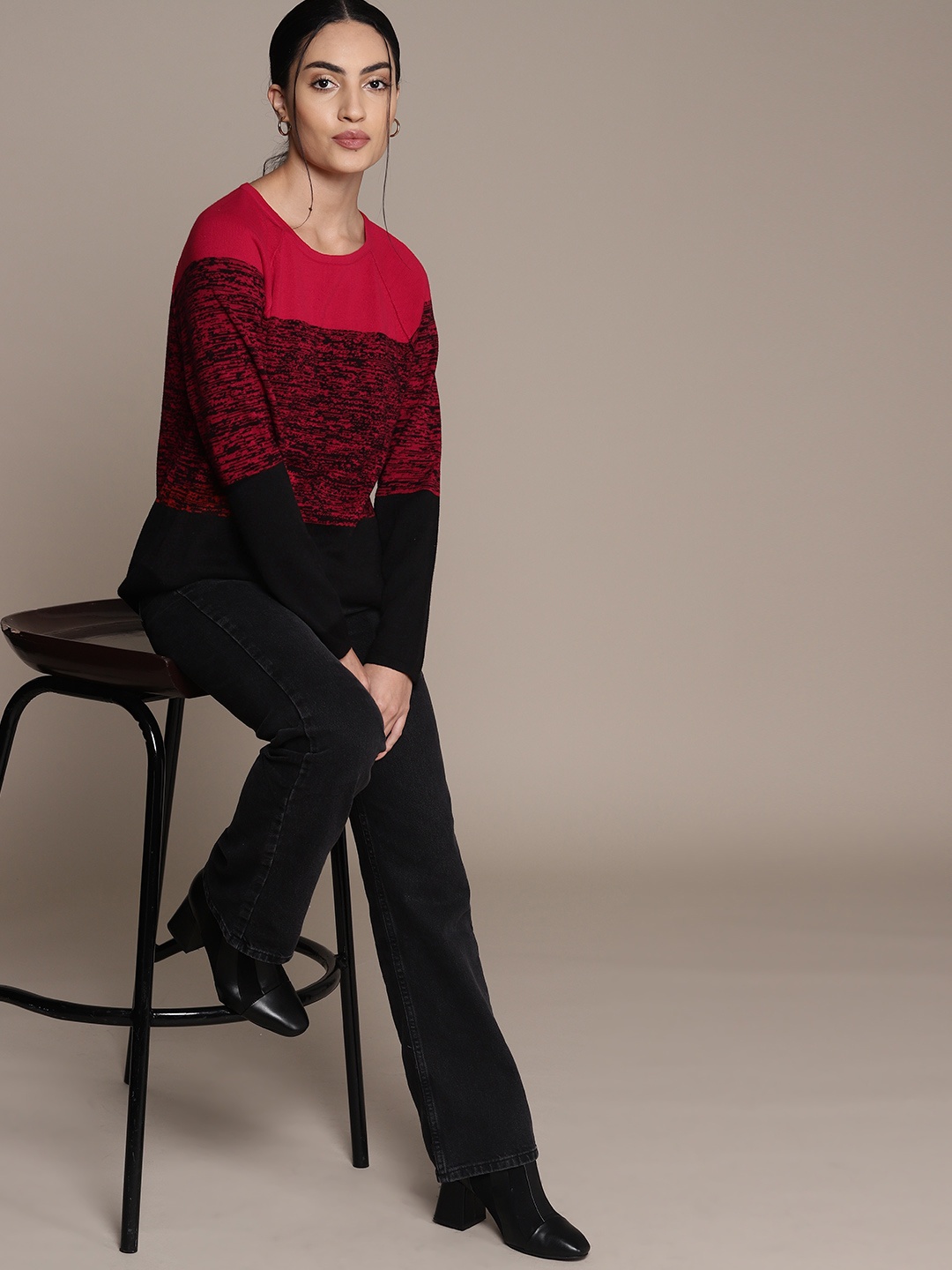 

Macy's Karen Scott Women Colourblocked Cotton Pullover, Red