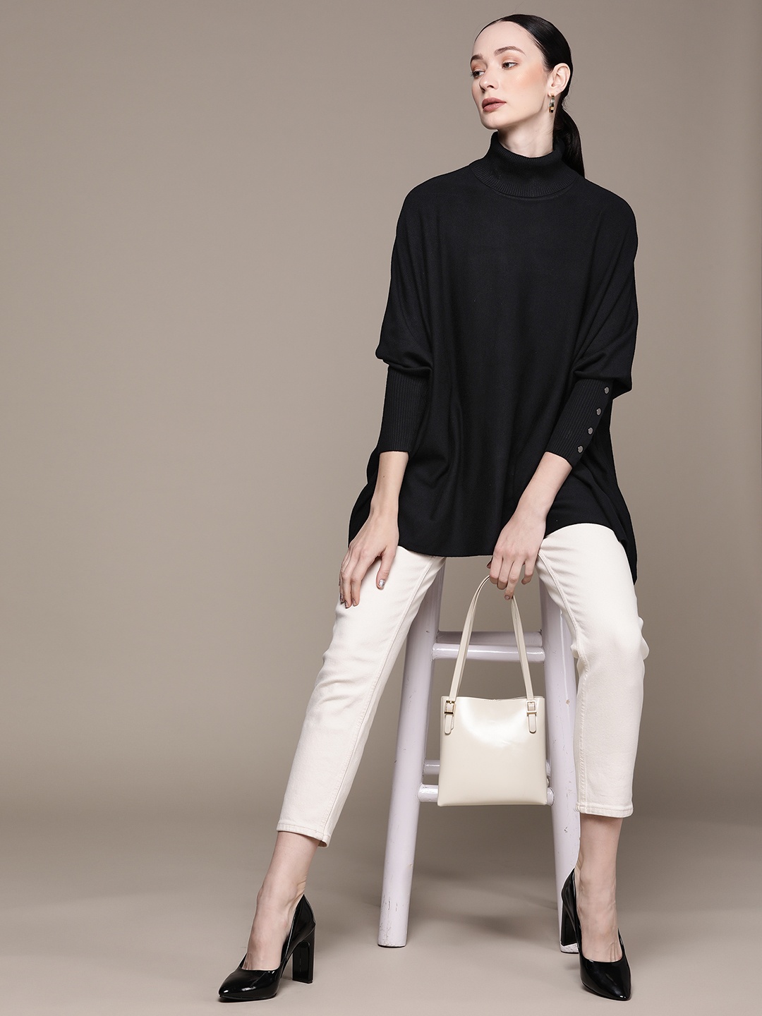 

Macy's Alfani Women Solid Poncho, Black