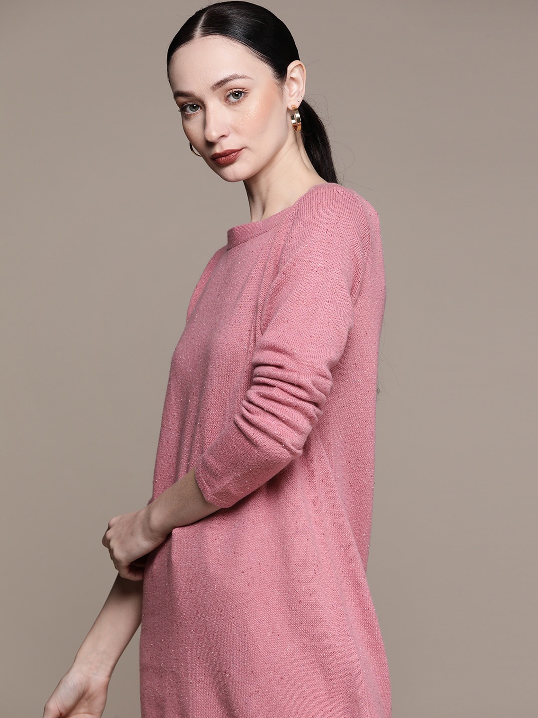 

Macy's Karen Scott Women Speckled Longline Cotton Acrylic Pullover, Pink