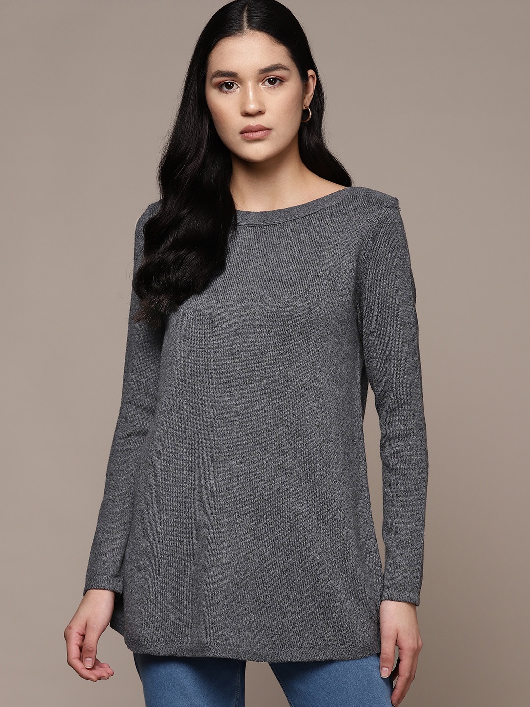

Macy's Karen Scott Women Ribbed Cotton Acrylic Pullover, Charcoal