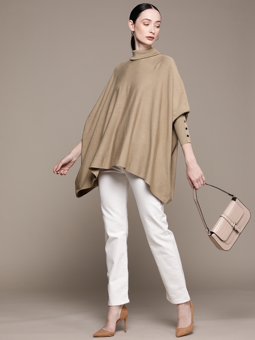 

Macy's Alfani Women Solid Poncho, Brown