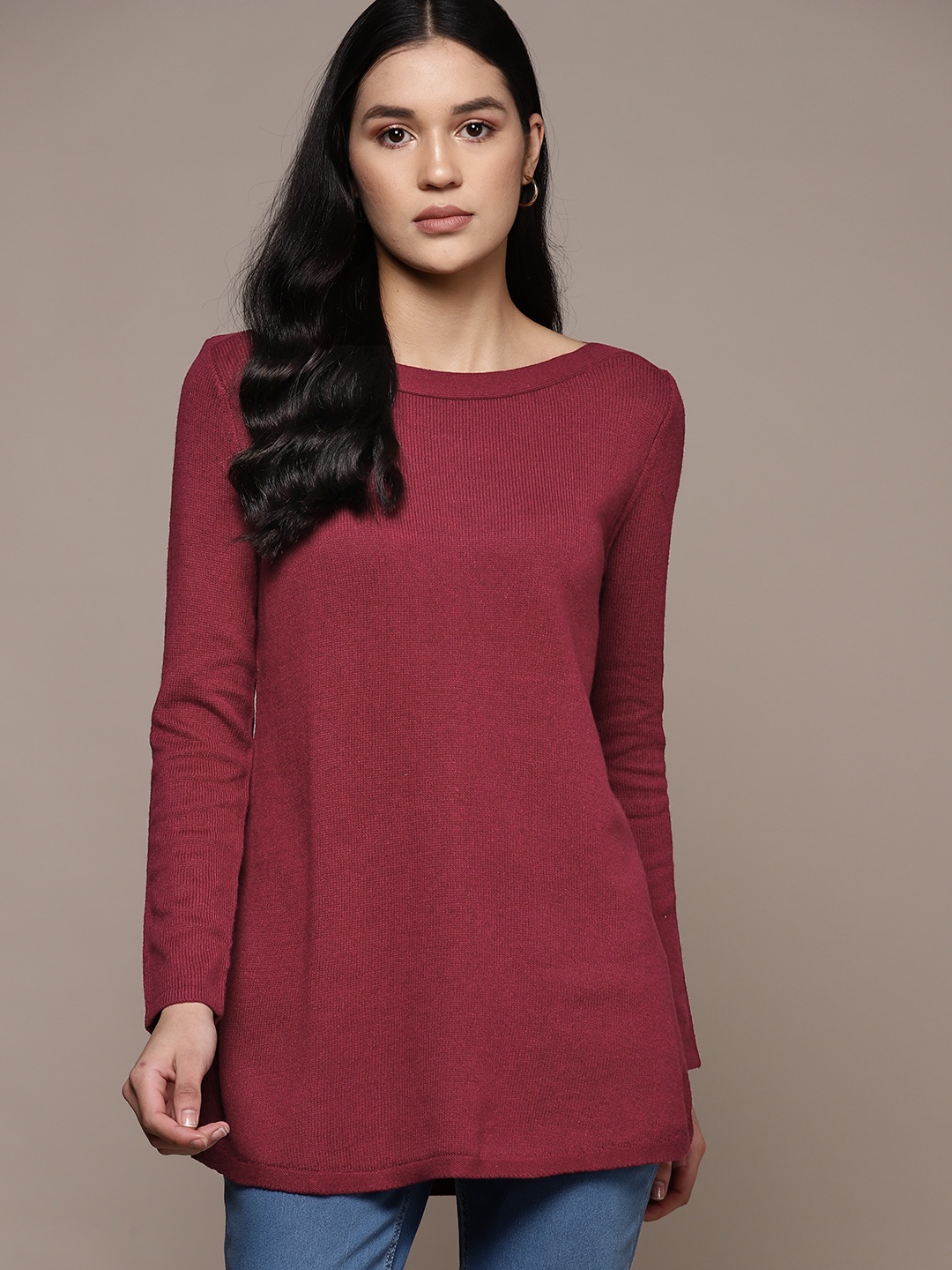 

Macy's Karen Scott Women Ribbed Cotton Acrylic Pullover, Maroon
