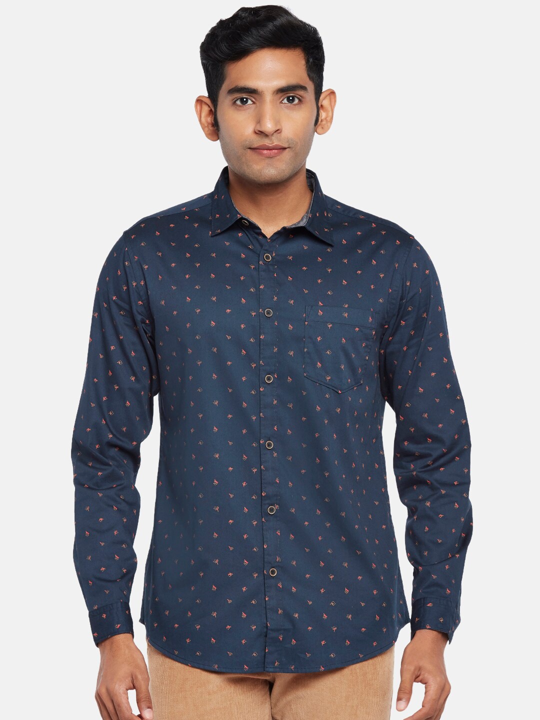 

BYFORD by Pantaloons Men Blue Slim Fit Printed Casual Shirt