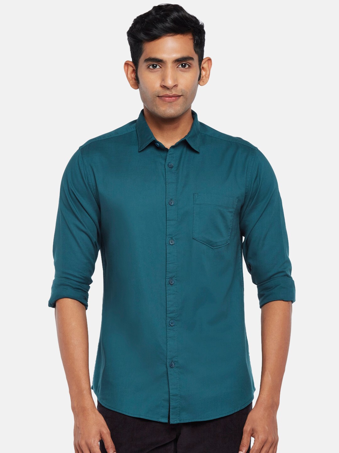 

BYFORD by Pantaloons Men Teal Slim Fit Casual Shirt