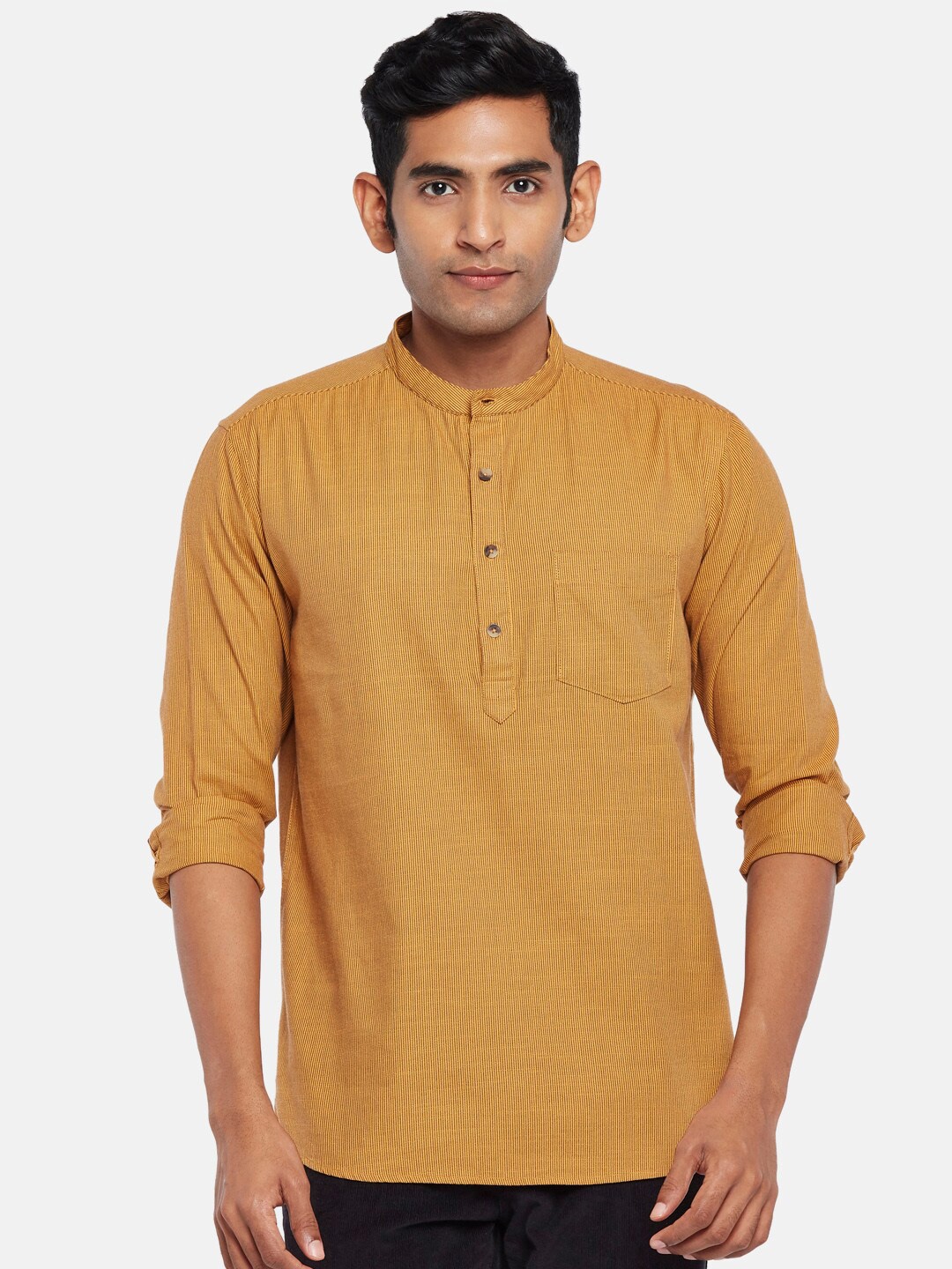 

BYFORD by Pantaloons Men Mustard Cotton Slim Fit Casual Shirt