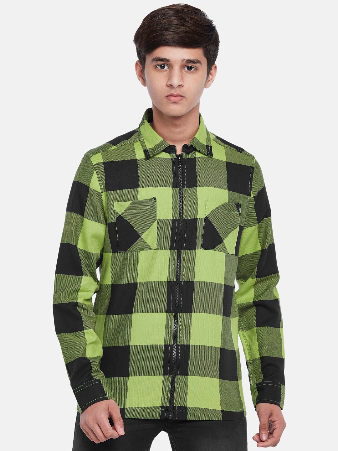 

Coolsters by Pantaloons Boys Green & Black Buffalo Checked Cotton Casual Shirt