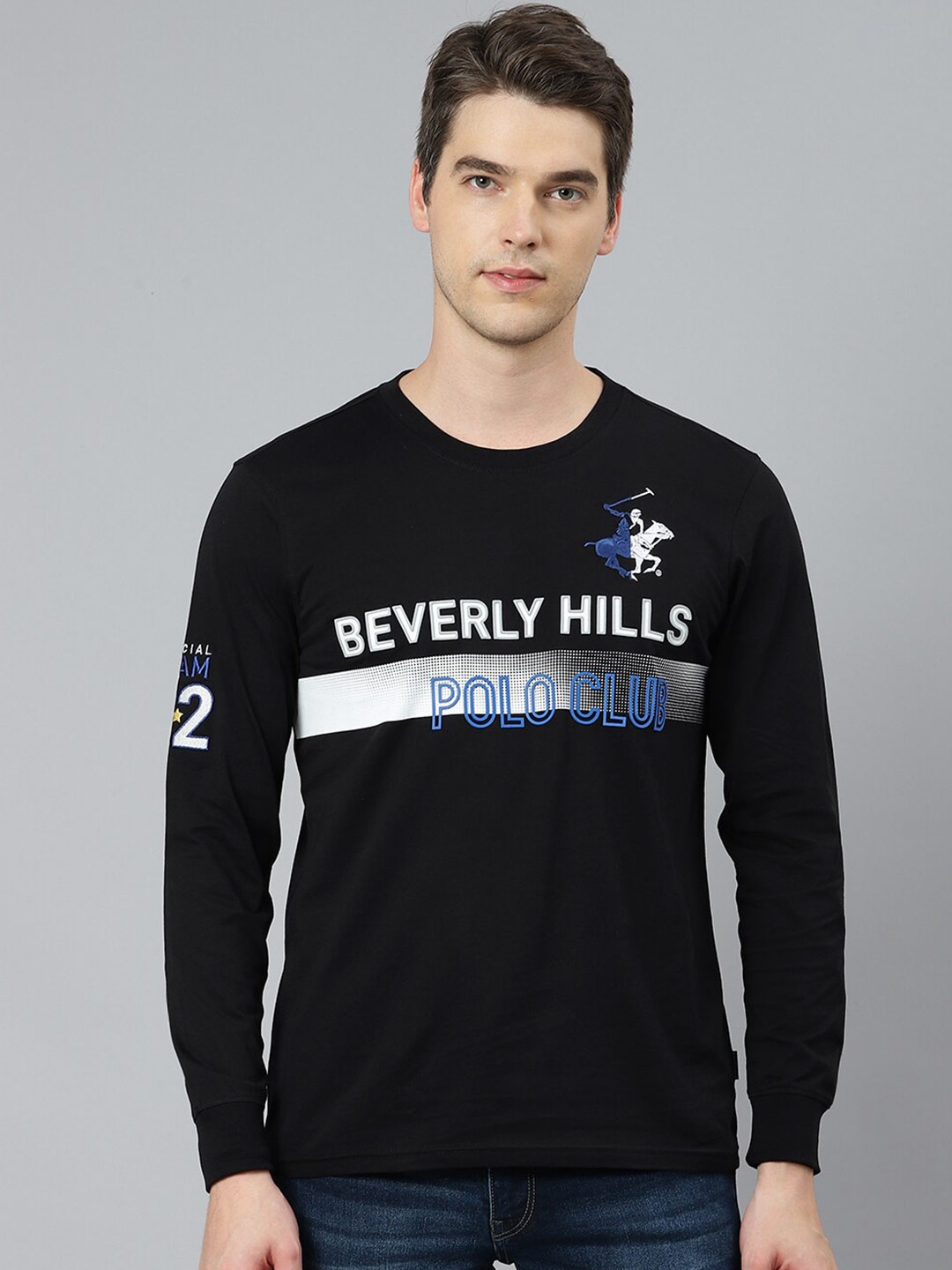

Beverly Hills Polo Club Men Black Brand Logo Printed T-shirt