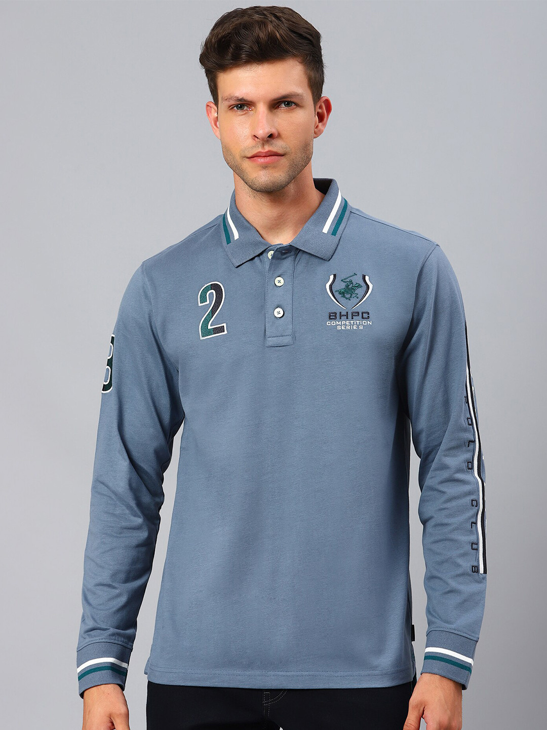 

Beverly Hills Polo Club Men Grey Polo Collar T-shirt