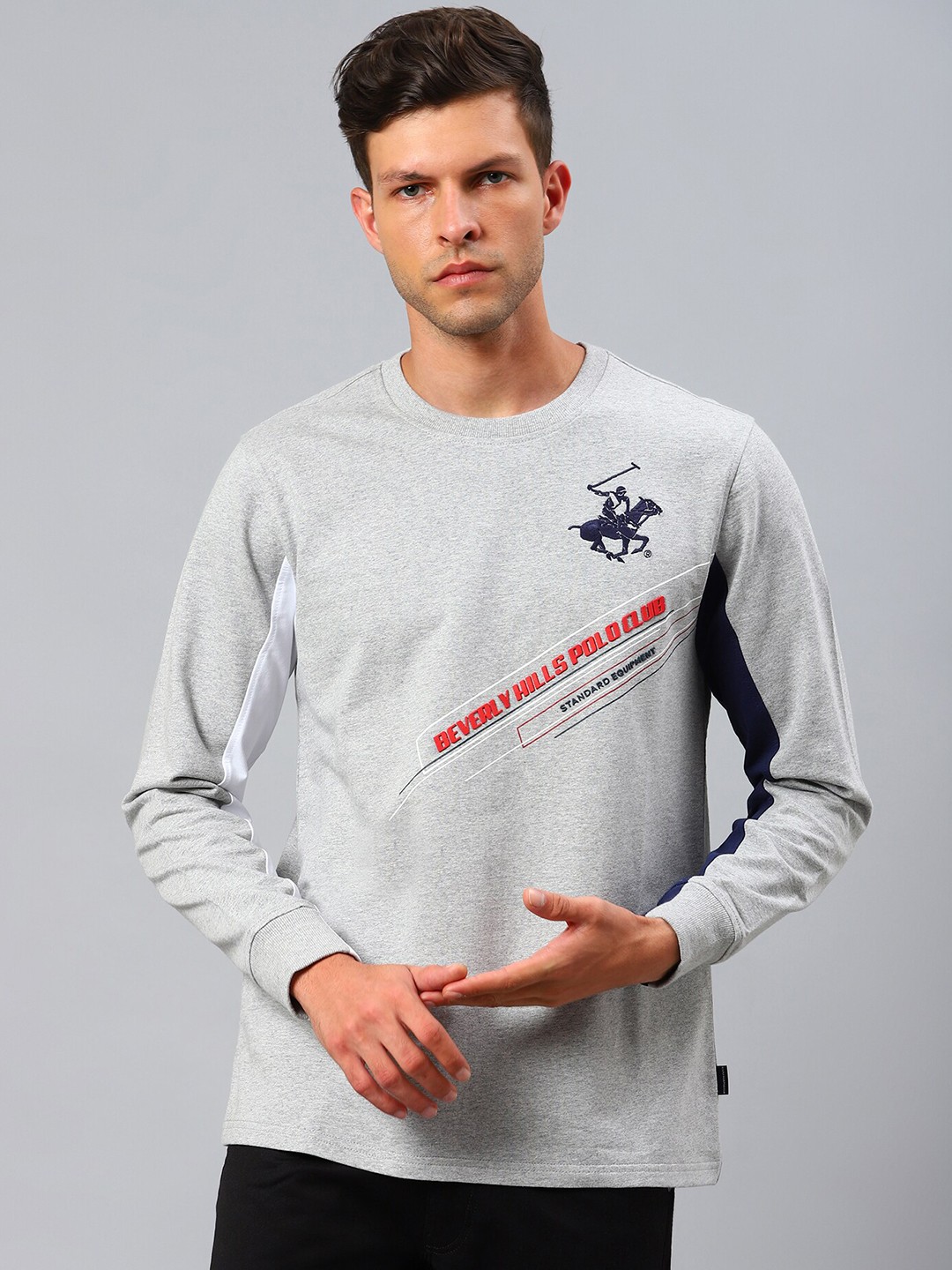 

Beverly Hills Polo Club Men Grey Typography Printed T-shirt