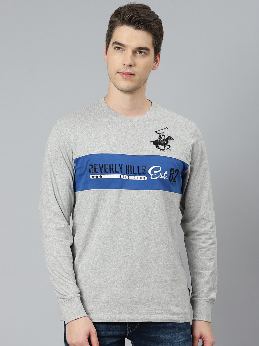 

Beverly Hills Polo Club Men Grey Typography T-shirt