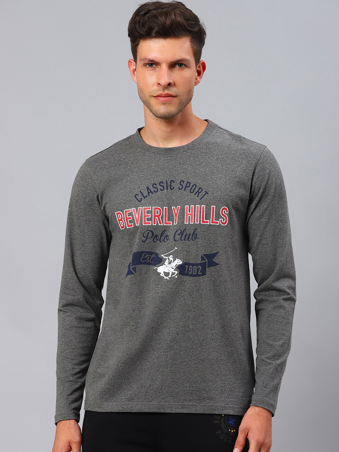 

Beverly Hills Polo Club Men Grey Typography Printed T-shirt