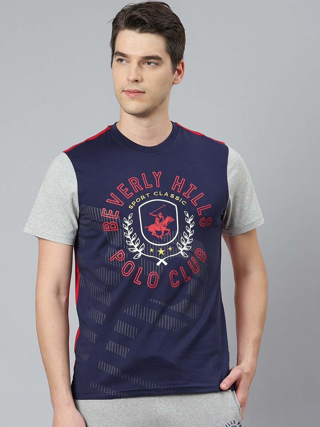 

Beverly Hills Polo Club Men Navy Blue Sports Printed T-shirt