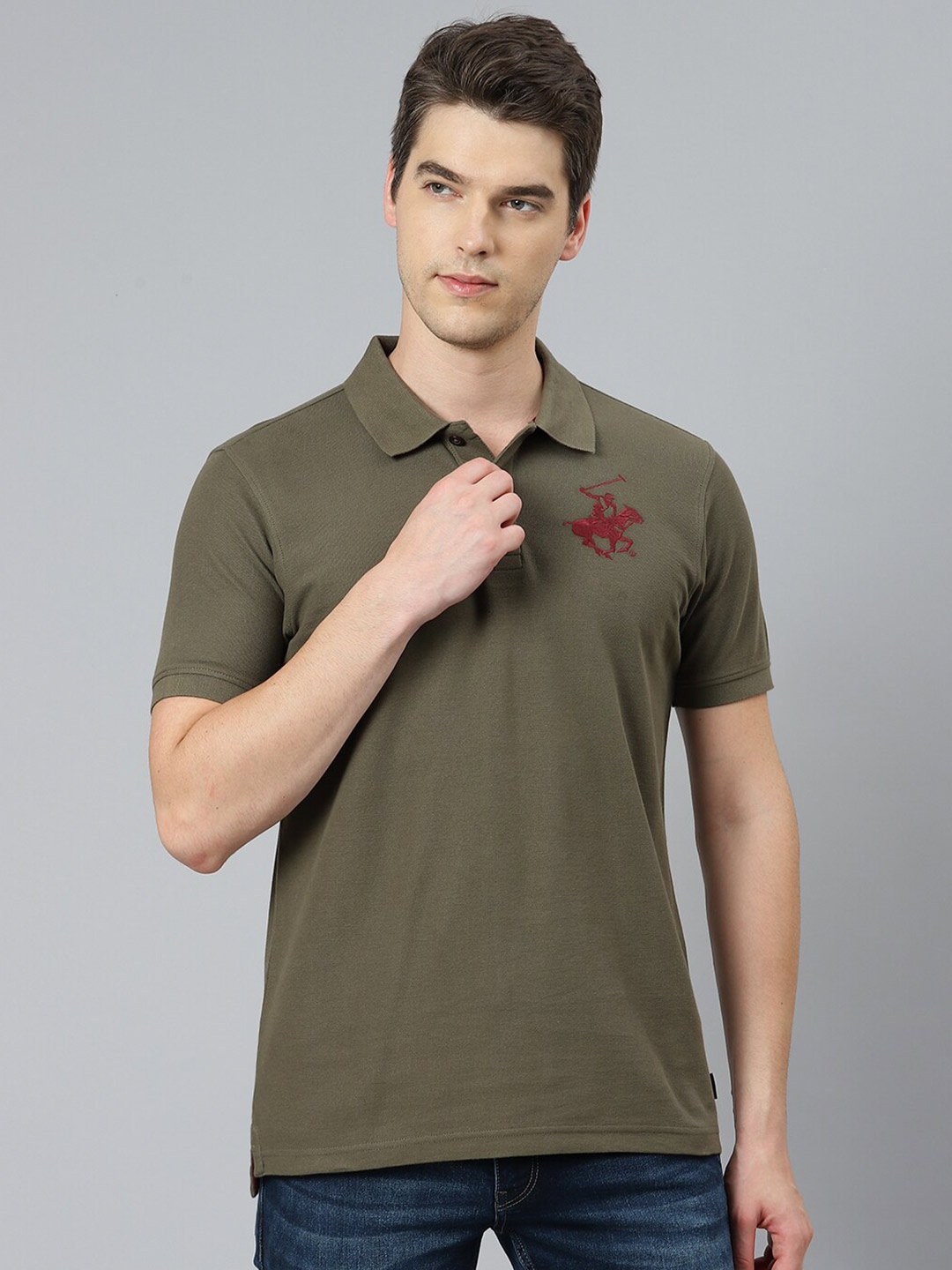 

Beverly Hills Polo Club Men Green Polo Collar T-shirt