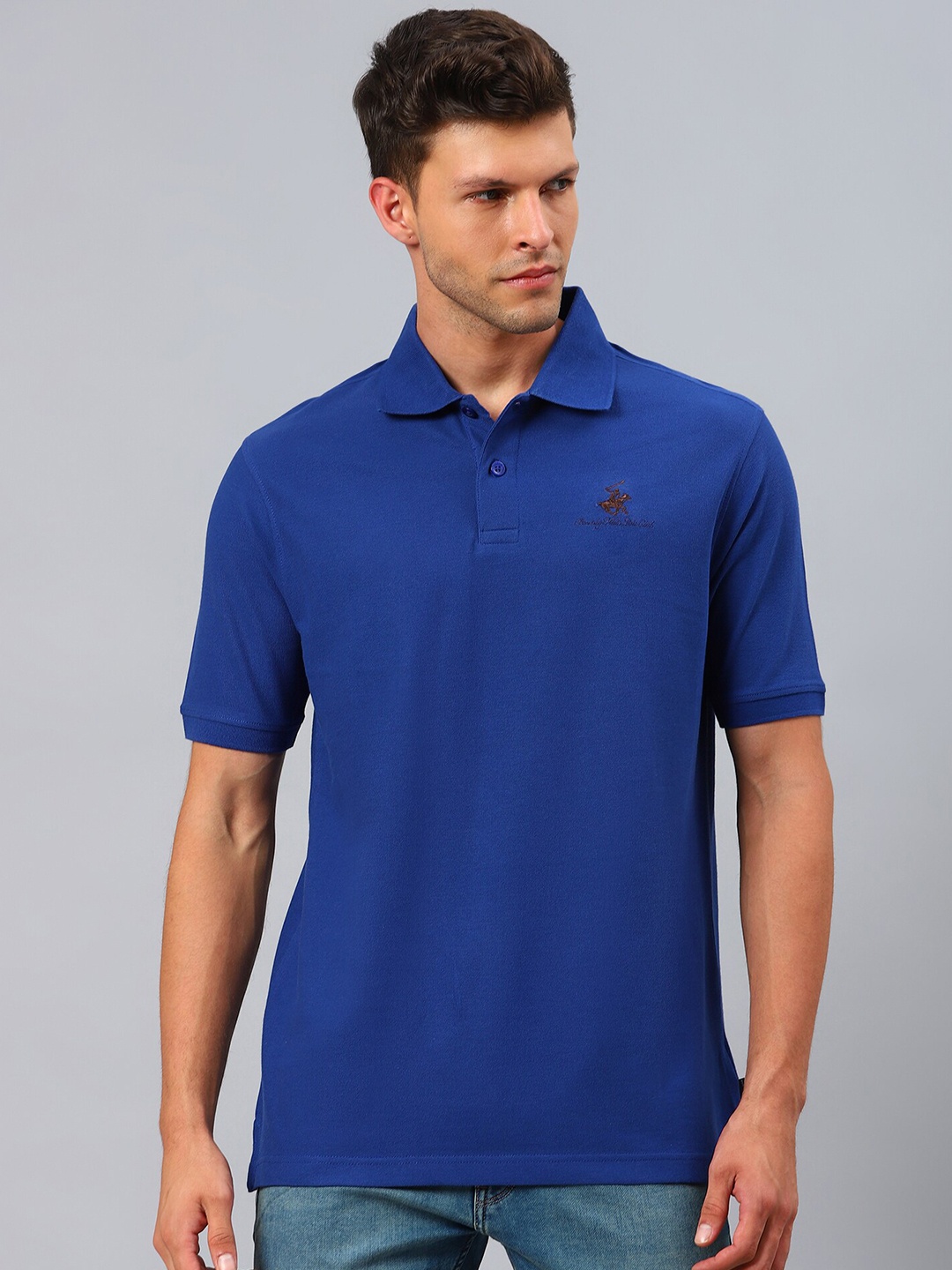 

Beverly Hills Polo Club Men Blue Polo Collar Oversized T-shirt