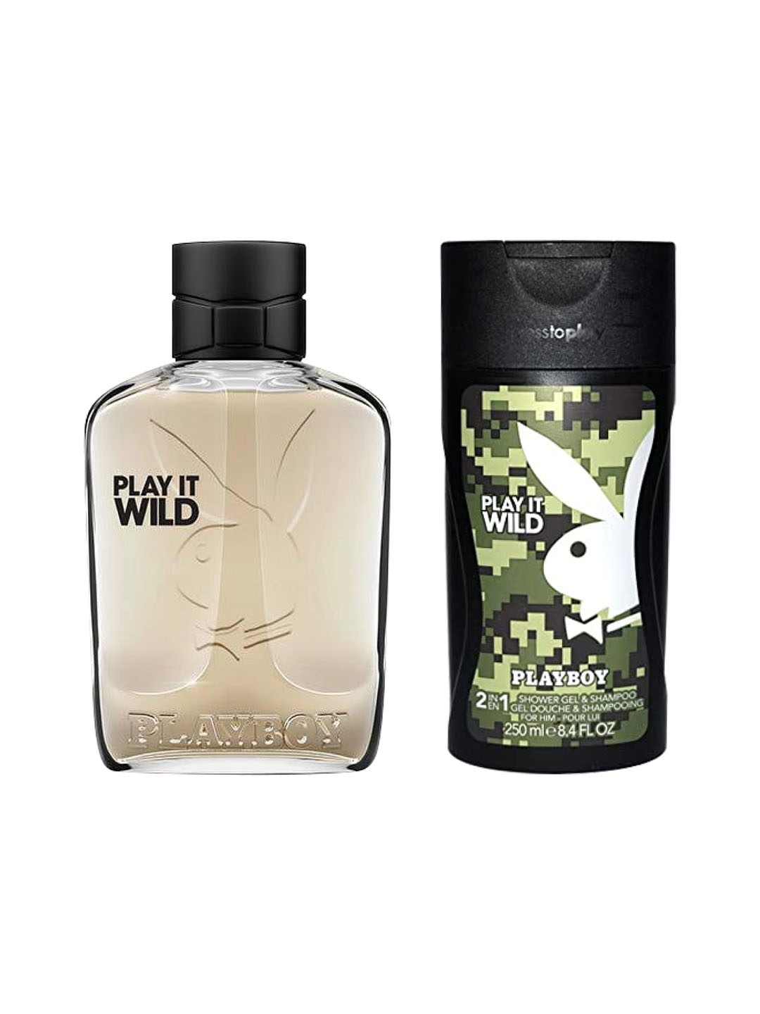 

Playboy Men Play It Wild Fragrance Gift Set - Eau de Toilette 100ml + Shower Gel 250ml, Beige