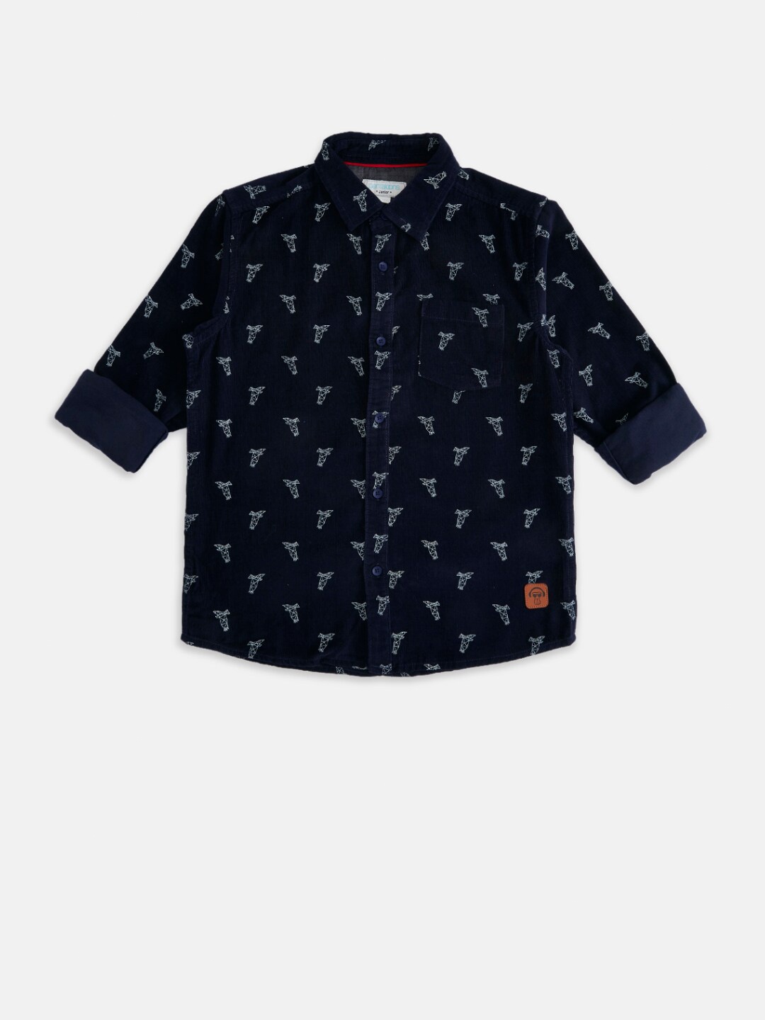 

Pantaloons Junior Boys Navy Blue Printed Casual Shirt