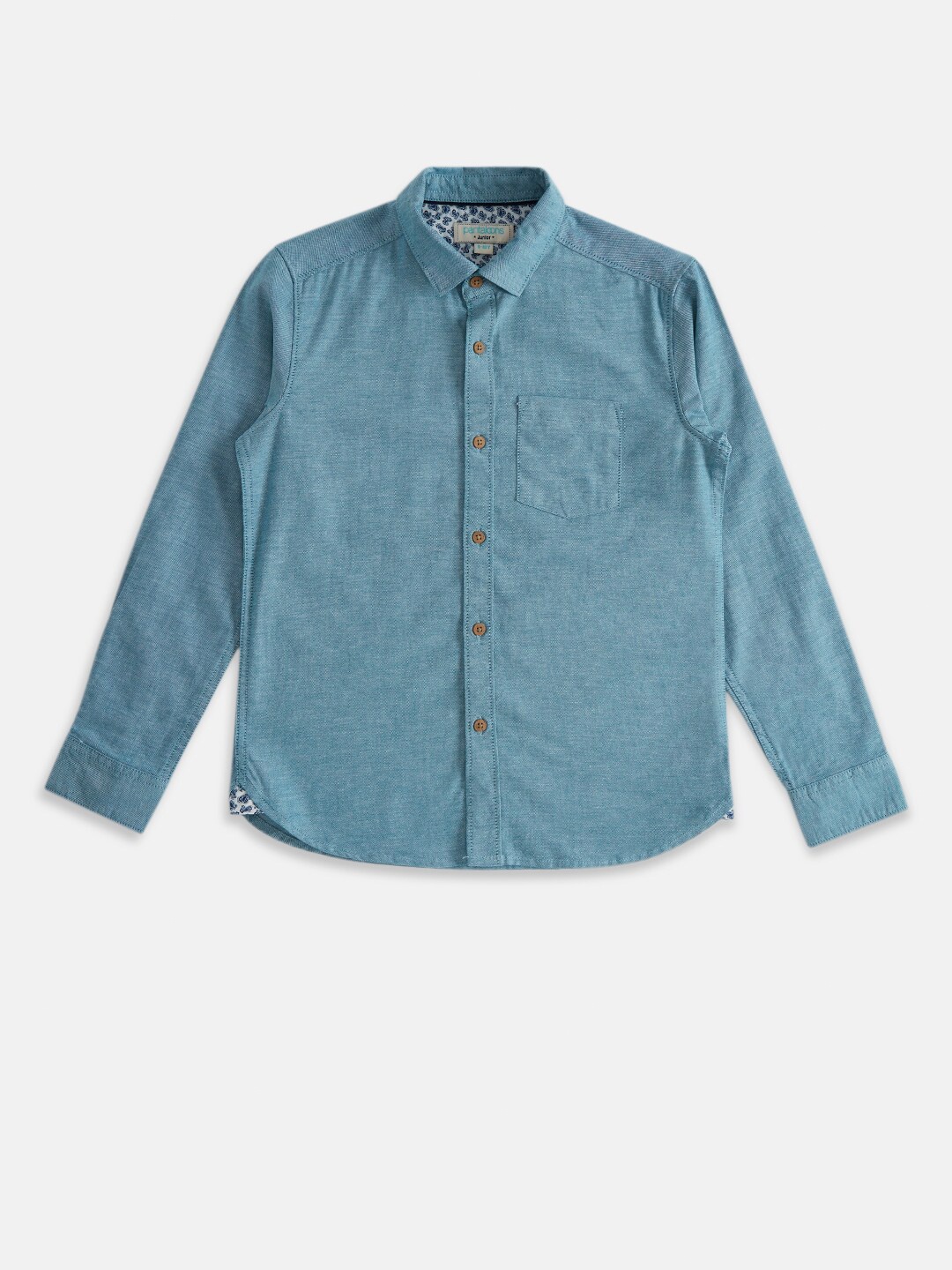 

Pantaloons Junior Boys Green Cotton Casual Solid Shirt