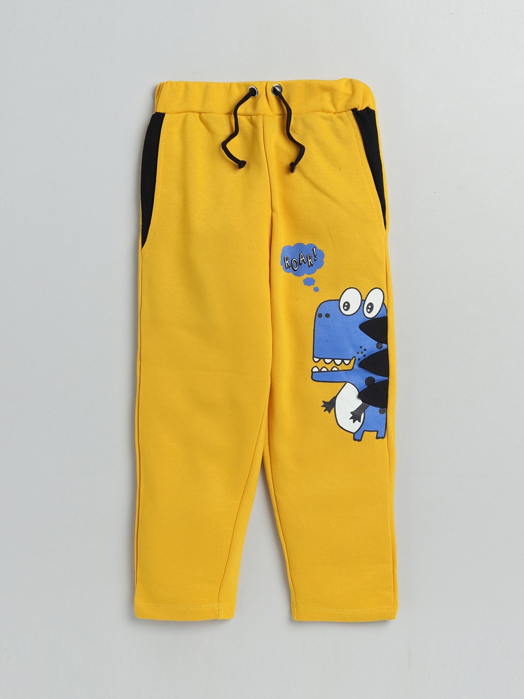 

Lazy Shark Boys Mustard Yellow Printed Cotton Track Pant