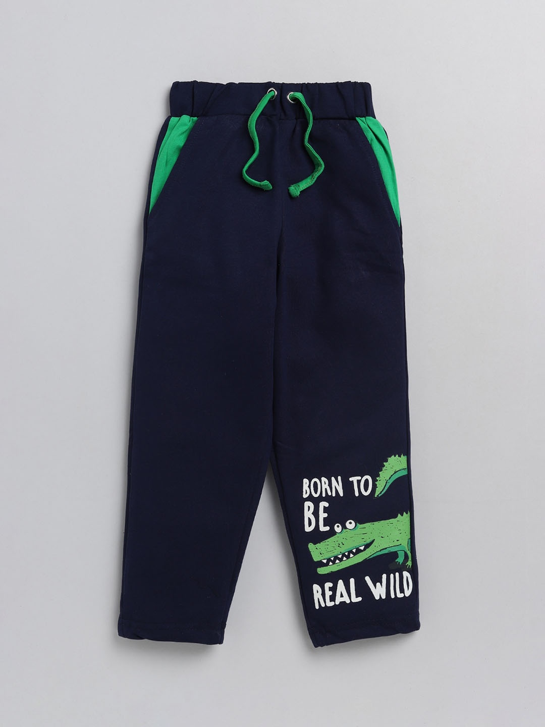 

Lazy Shark Boys Navy Blue Printed Cotton Track Pants