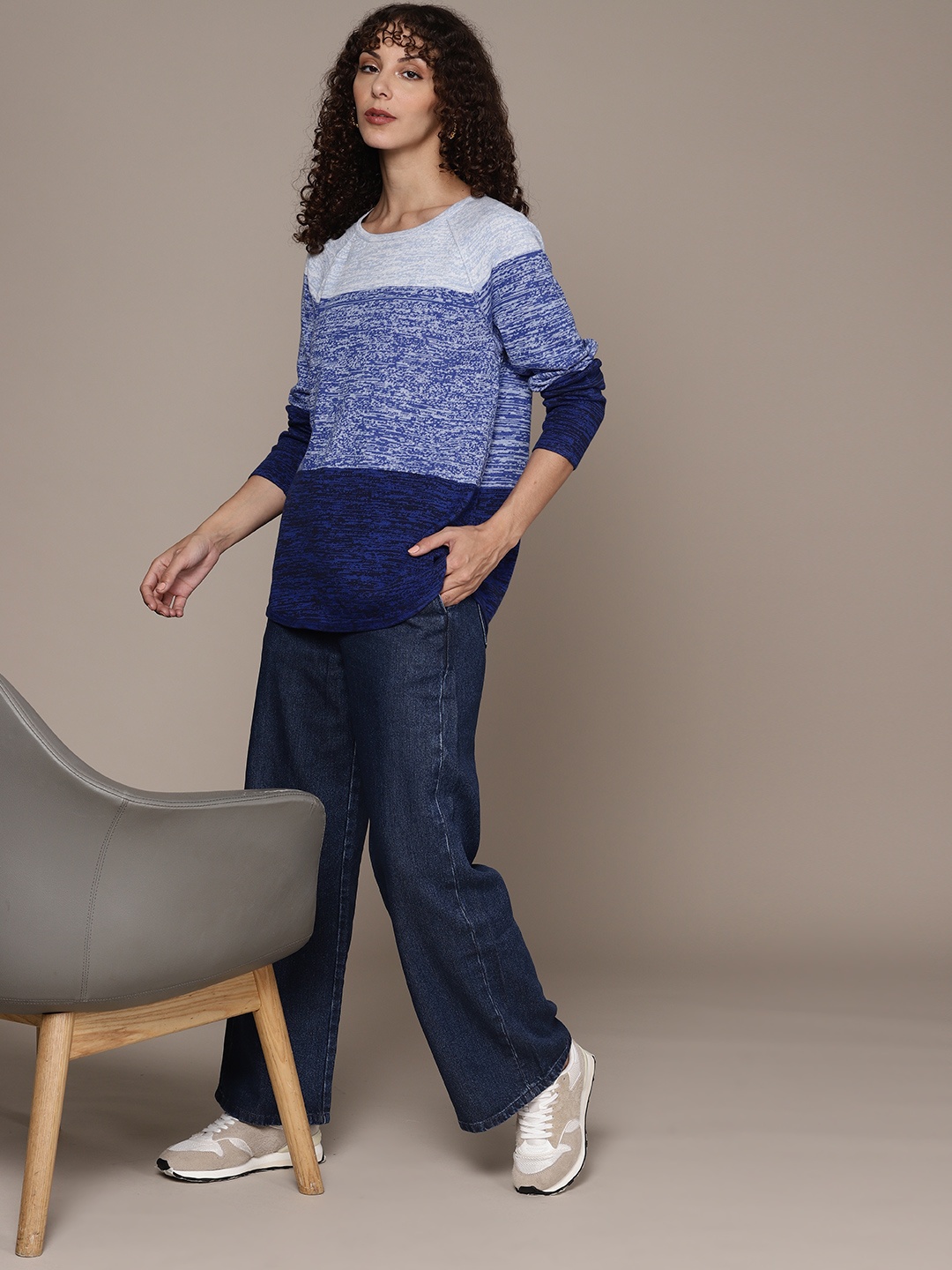 

Macy's Karen Scott Women Colourblocked Cotton Pullover, Blue