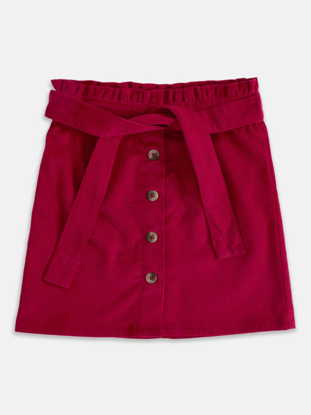 

Pantaloons Junior Girls Maroon Solid Cotton Midi A-Line Skirt