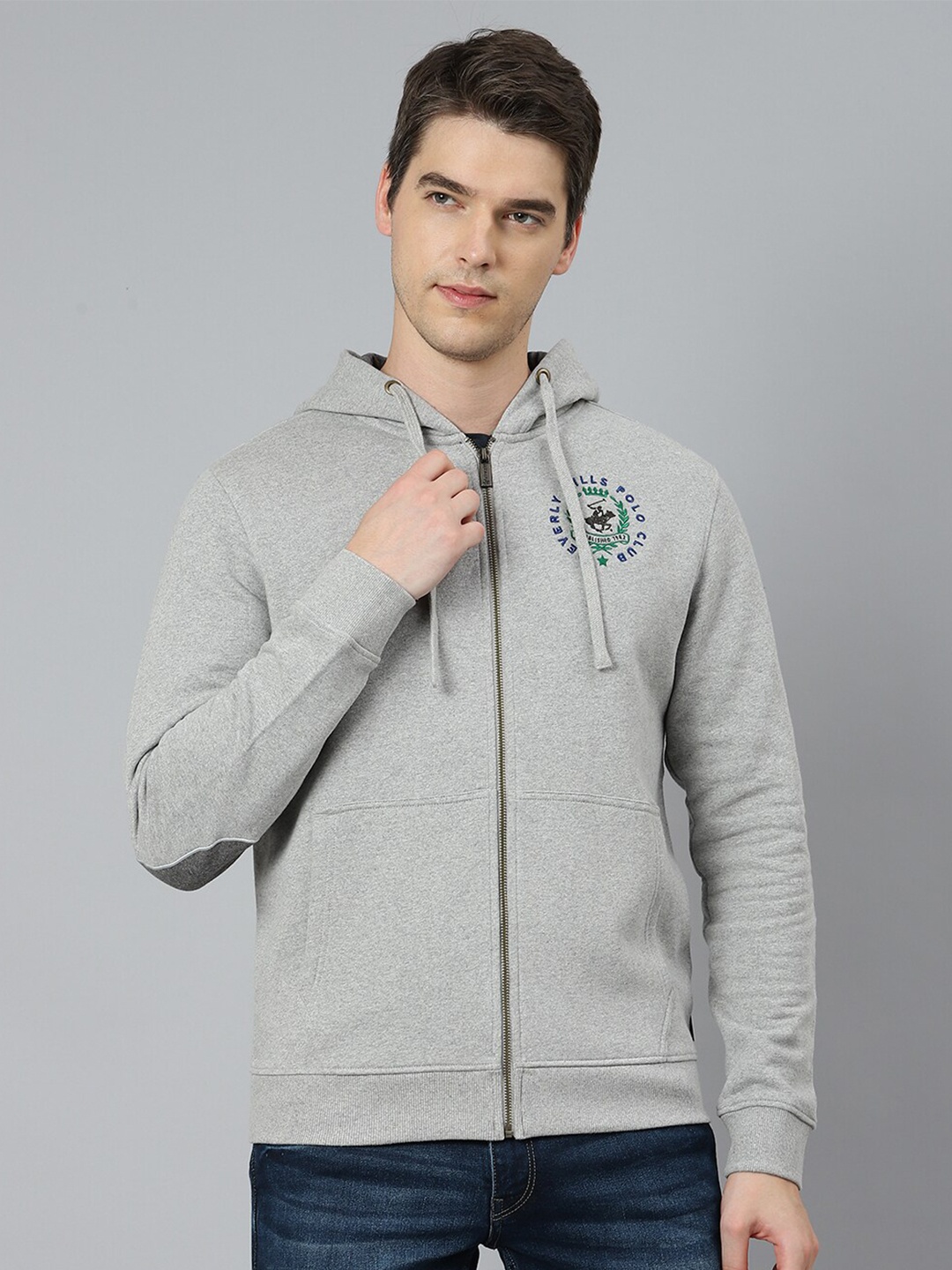 

Beverly Hills Polo Club Men Grey Hooded Sweatshirt