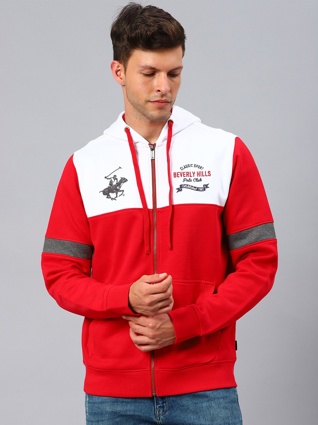 

Beverly Hills Polo Club Men Red Colourblocked Sweatshirt