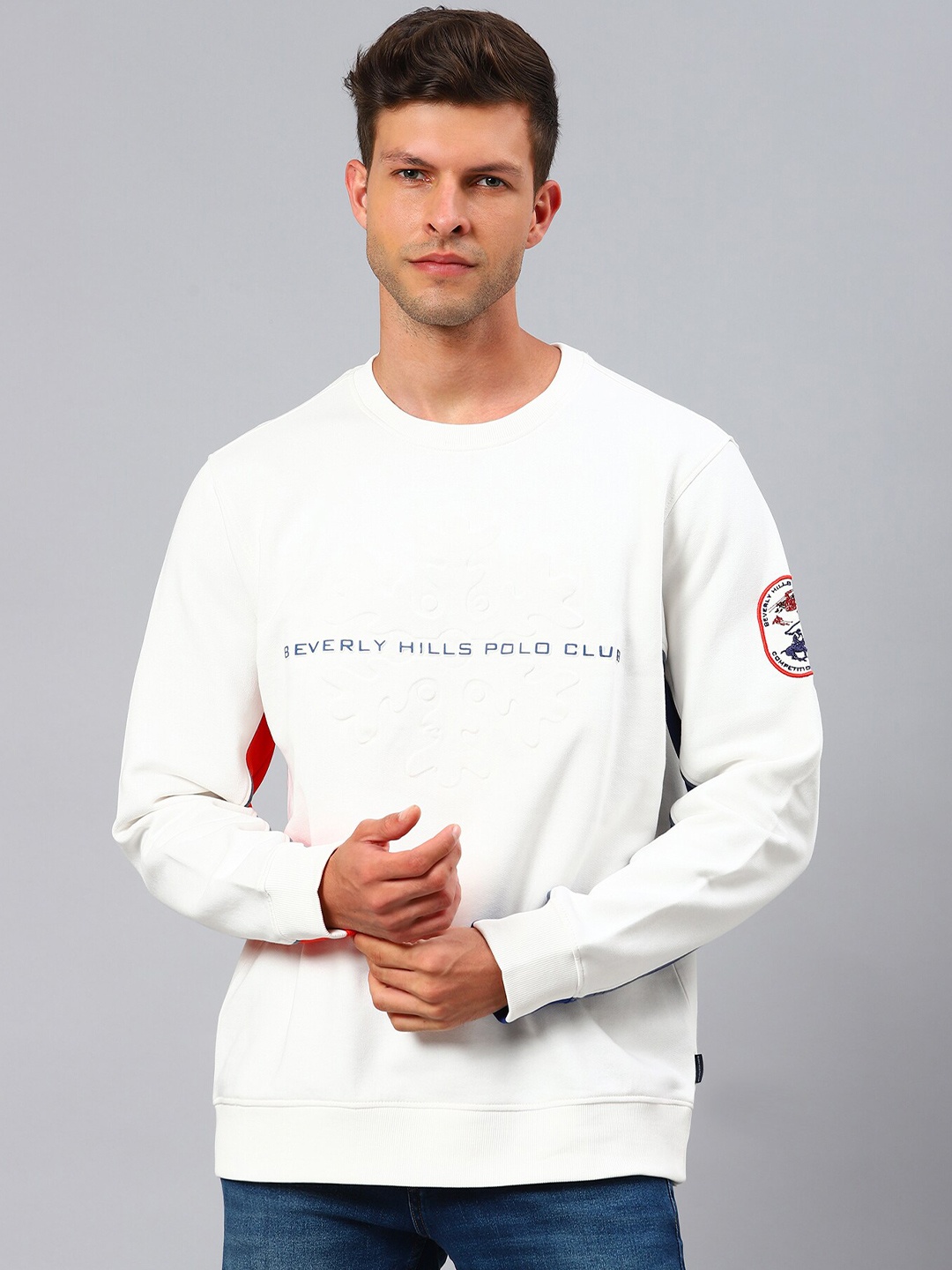 

Beverly Hills Polo Club Men White Cotton Sweatshirt