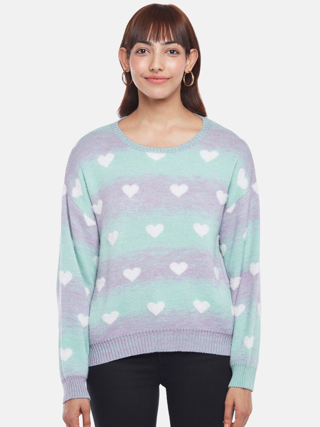 

Honey by Pantaloons Women Purple & Off White Printed Pullover