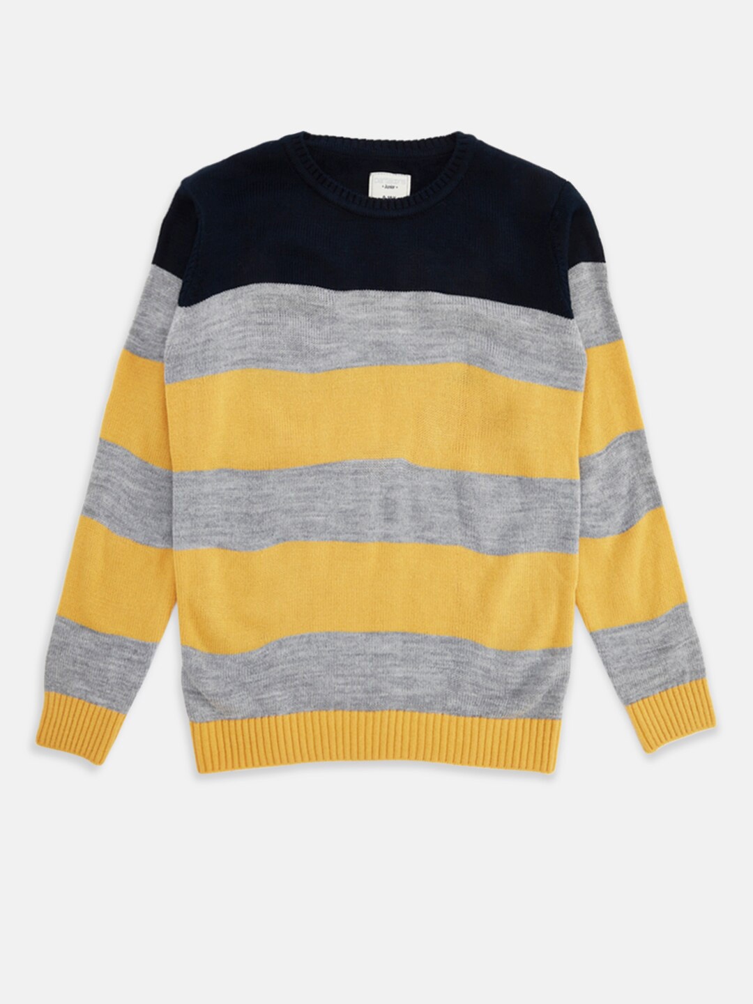 

Pantaloons Junior Boys Yellow & Black Striped Pullover