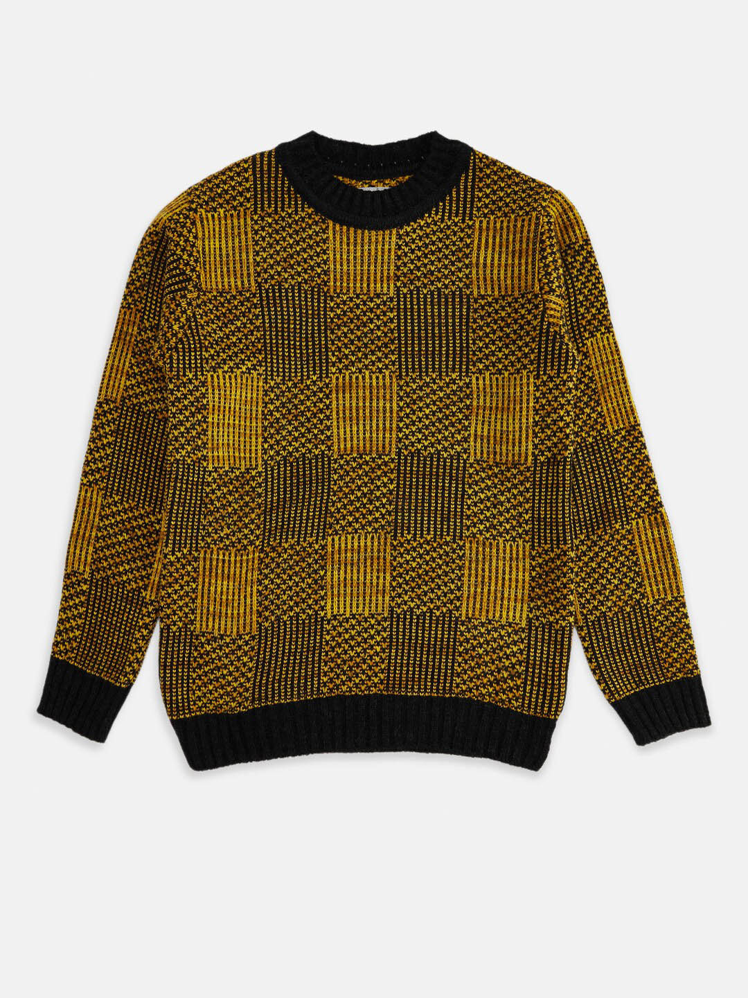 

Pantaloons Junior Boys Yellow & Brown Checked Sweater